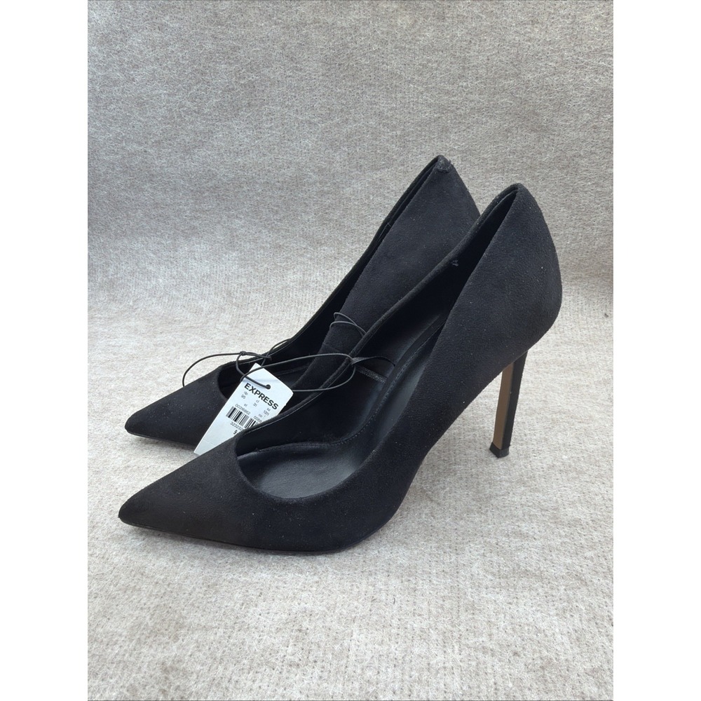 NWT Express Black Fabric Heels Women's Size 9